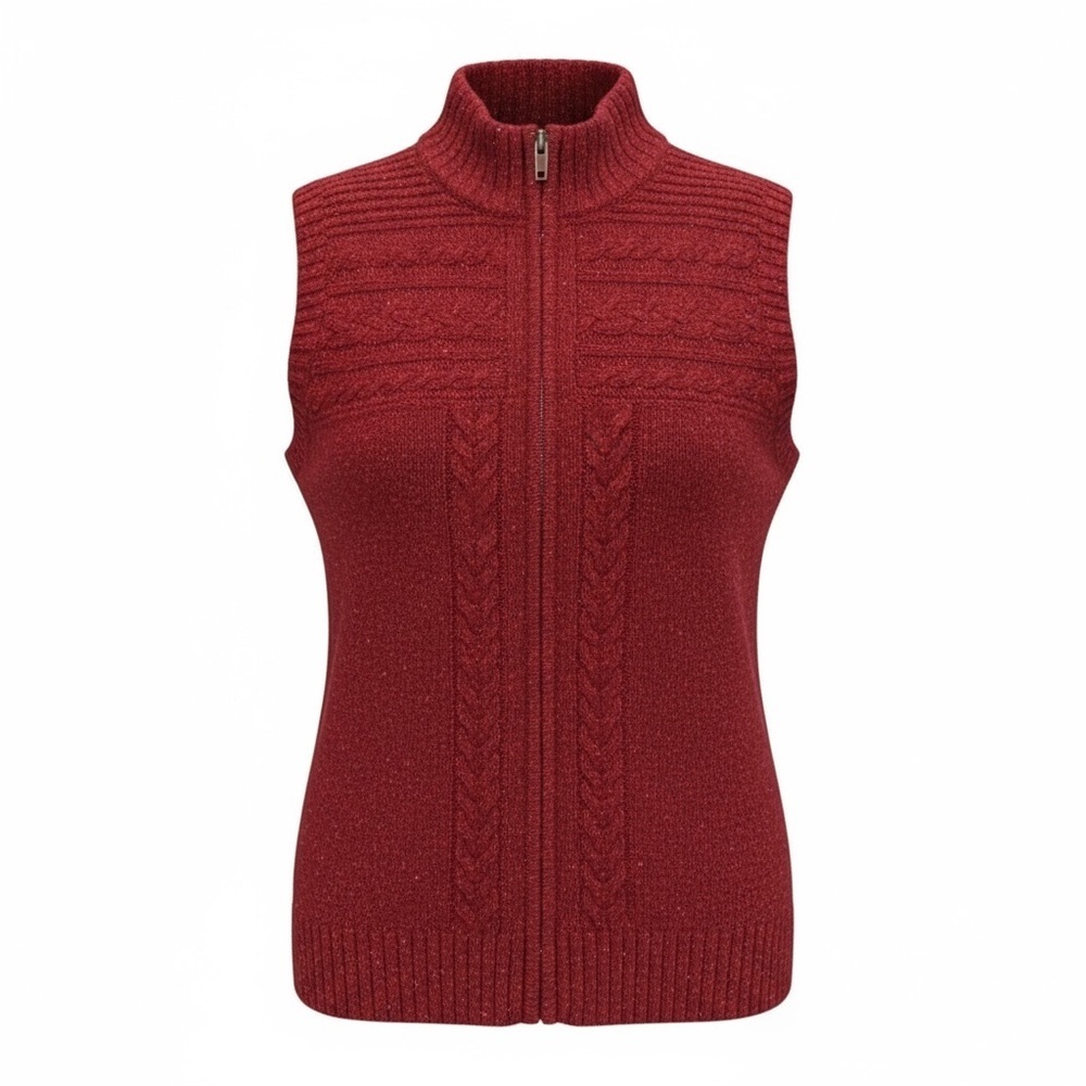 Orvis Womens Wool Blend Knit Sweater Vest Red  Size L Quiet Luxury Cottagecore